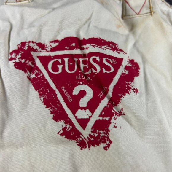 Vintage RETRO Guess USA cotton canvas graphic tote bag MY FIRST GUESS - Picture 7 of 10